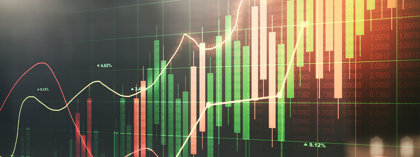 Graphs and numbers showing abstract data.