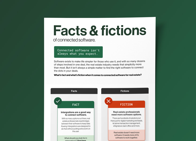 Mockup image of the facts and fictions of connected software infographic