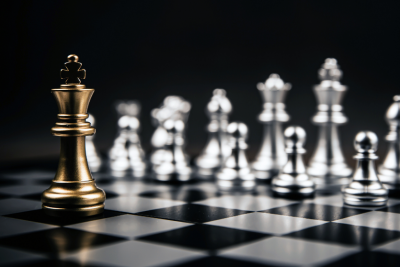 Black background showing chess pieces on a chessboard